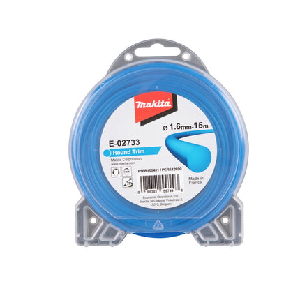 Makita Tête à 2 fils Tap&Go 2,0 mm + Fil nylon rond 1,6 mm 15 m pour coupe-herbe sans fil 18V DUR187 et DUR188  (191D91-7) (E-02733)