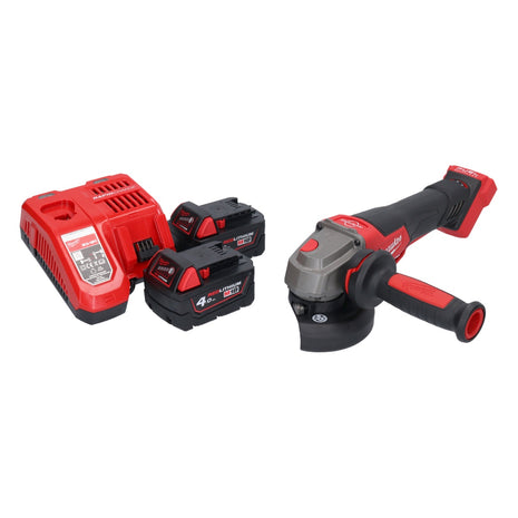 Amoladora angular a batería Milwaukee M18 FSAGV115XPDB-402 18 V 115 mm sin escobillas + 2x baterías 4,0 Ah + cargador