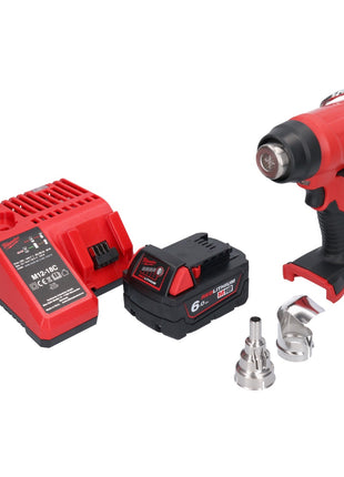 Souffleur à air chaud sur batterie Milwaukee M18 BHG-601 18 V 470 °C + 1x batterie 6,0 Ah + chargeur