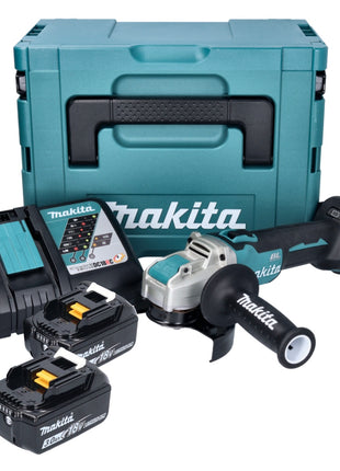 Makita DGA 521 RFX1J Akku Winkelschleifer 18 V 125 mm X-LOCK Brushless + 2x Akku 3,0 Ah + Ladegerät + Makpac