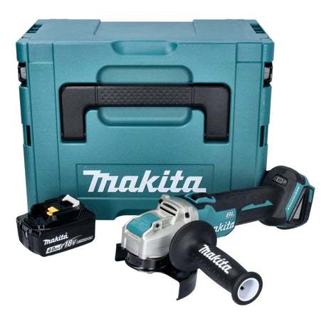 Makita DGA 521 M1X1J Akumulatorowa szlifierka kątowa 18 V 125 mm X-LOCK Bezszczotkowa + 1x akumulator 4,0 Ah + Makpac - bez ładowarki