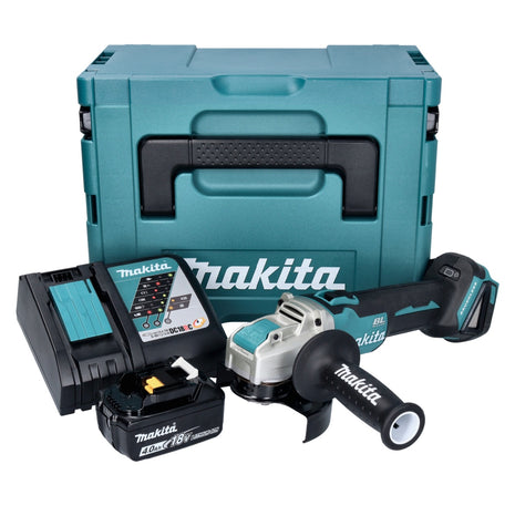 Makita DGA 521 RM1X1J Akku Winkelschleifer 18 V 125 mm X-LOCK Brushless + 1x Akku 4,0 Ah + Ladegerät + Makpac