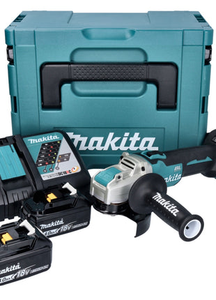 Makita DGA 521 RMX1J Akumulatorowa szlifierka kątowa 18 V 125 mm X-LOCK Bezszczotkowa + 2x akumulator 4,0 Ah + ładowarka + Makpac