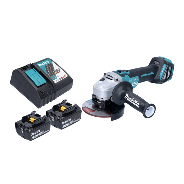Makita DGA 513 RF Meuleuse d'angle sans fil 18 V 125 mm Brushless + 2x batterie 3,0 Ah + chargeur