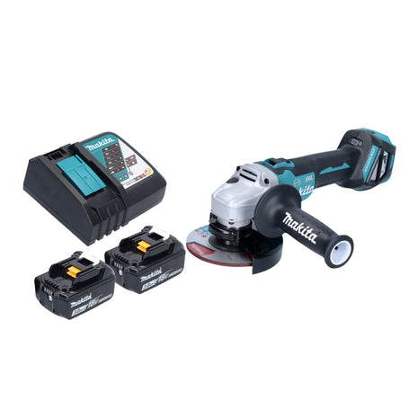 Amoladora angular a batería Makita DGA 513 RF 18 V 125 mm sin escobillas + 2x baterías 3,0 Ah + cargador