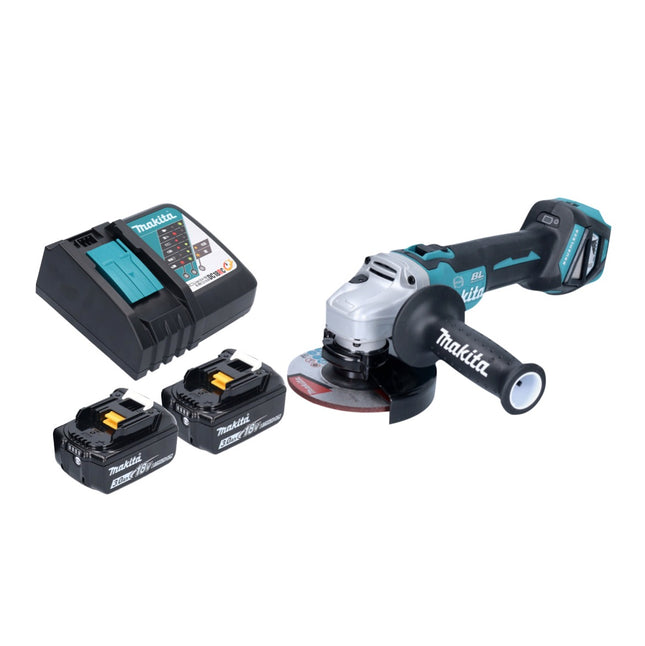 Makita DGA 513 RF Meuleuse d'angle sans fil 18 V 125 mm Brushless + 2x batterie 3,0 Ah + chargeur