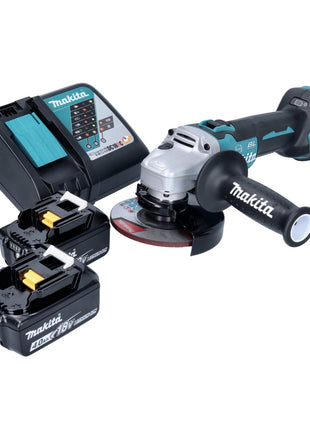 Amoladora angular a batería Makita DGA 513 RM 18 V 125 mm sin escobillas + 2x baterías 4,0 Ah + cargador