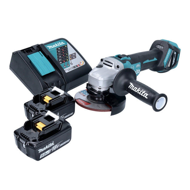 Makita DGA 513 RT Meuleuse d'angle sans fil 18 V 125 mm Brushless + 2x batterie 5,0 Ah + chargeur