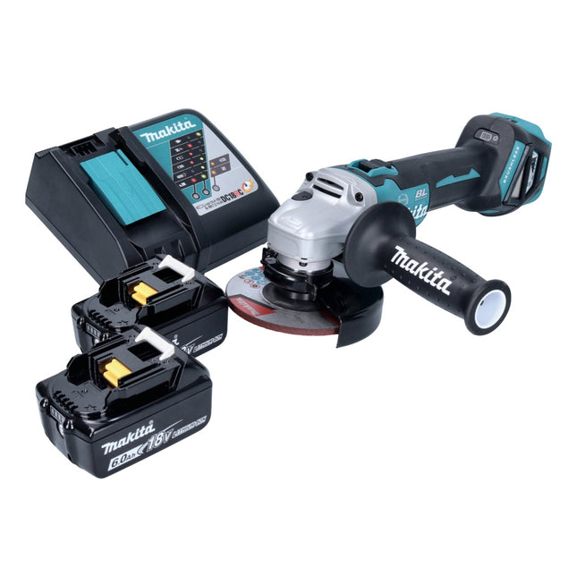 Makita DGA 513 RG Meuleuse d'angle sans fil 18 V 125 mm Brushless + 2x batterie 6,0 Ah + chargeur