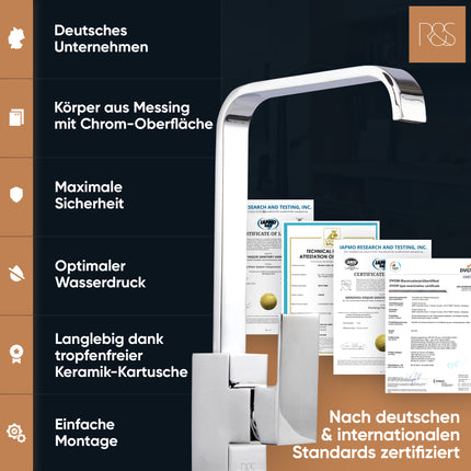 Rosenhahn Soehne Juist 200 Kuechenarmatur 360 Drehbarer Wasserhahn Kueche Armatur Kueche Chrom 2 fach verstellbare Spueltischarmatur Anschlussschlaeuche 1 - toolbrothers