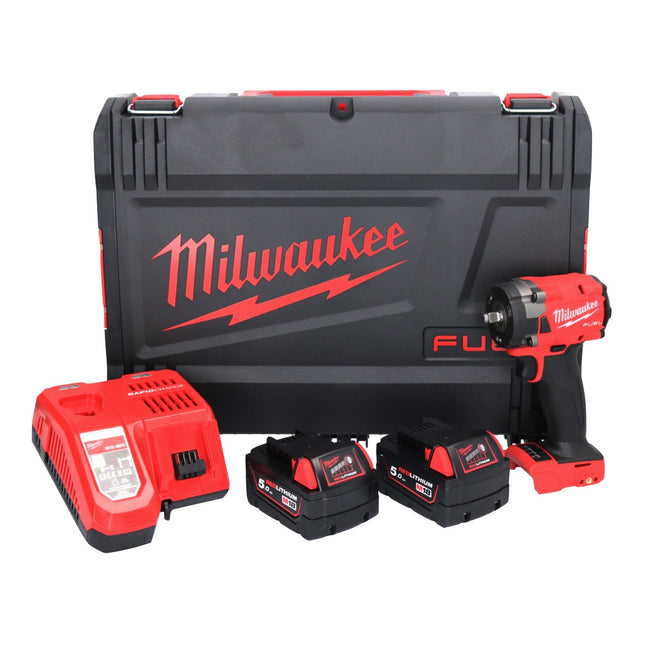 Milwaukee M18 FIW2F38-502X Clé à choc sans fil 18 V 339 Nm 3/8 " Brushless + 2x batterie 5,0 Ah + chargeur + HD Box