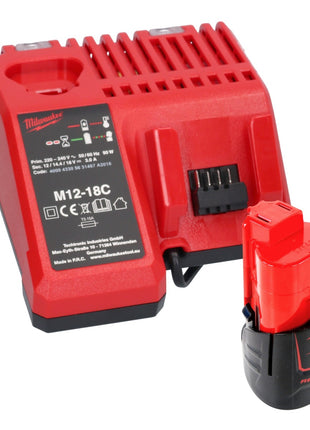 Milwaukee M12 FIW38-201C Clé à choc sans fil 12 V 339 Nm 3/8'' Brushless + 1x batterie 2,0 Ah + chargeur