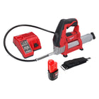 Pompe à graisse sans fil Milwaukee M12 GG-201C 12 V 562 bar + 1x batterie 2,0 Ah + chargeur