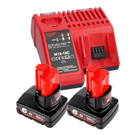 Milwaukee Milwaukee M12 GG-602C Batterie pompe à graisse 12 V 562 bar + 2x batterie 6,0 Ah + chargeur de batterie