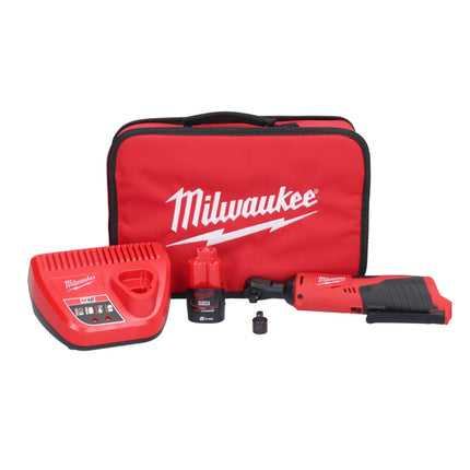 Milwaukee M12 IR-201B Clé à cliquet sans fil 12 V 47 Nm 3/8" + 1x batterie 2,0 Ah + chargeur + sac ( 4933448110 )