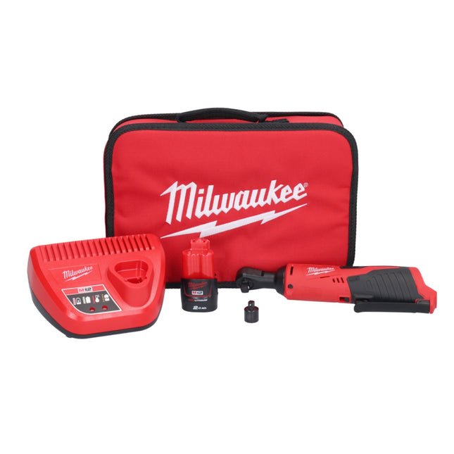 Milwaukee M12 IR-201B Clé à cliquet sans fil 12 V 47 Nm 3/8" + 1x batterie 2,0 Ah + chargeur + sac ( 4933448110 )