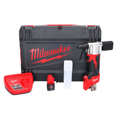 Remachadora ciega a batería Milwaukee M12 BPRT-201X 12 V 20,32 mm + 1x batería 2,0 Ah + cargador + caja HD (4933464406)