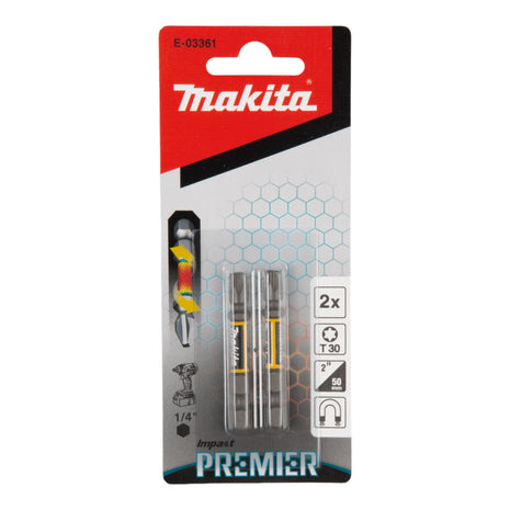 Makita Impact Premier Torsion Bit hexagonal 1/4" T30 50 mm 2 pces ( E-03361 )