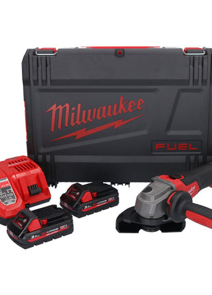 Meuleuse d'angle sur batterie Milwaukee M18 FSAG125X-302X 18 V 125 mm sans balais + 2x batteries 3,0 Ah + chargeur + boîtier HD