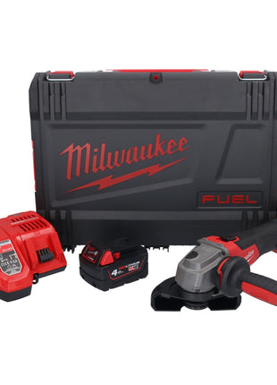 Meuleuse d'angle sur batterie Milwaukee M18 FSAG125X-401X 18 V 125 mm brushless + 1x batterie 4,0 Ah + chargeur + boîtier HD