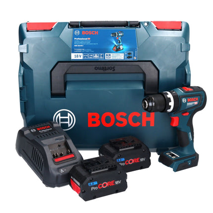 Bosch GSB 18V-90 C Professional Perceuse-visseuse à percussion sans fil 18 V 64 Nm Brushless + 2x batterie ProCORE 8,0 Ah + chargeur + L-Boxx
