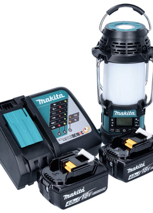 Makita DMR 056 RM Akku Radio 18 V FM DAB+ mit Laterne 360° Taschenlampe IP65 + 2x Akku 4,0 Ah + Ladegerät - Toolbrothers