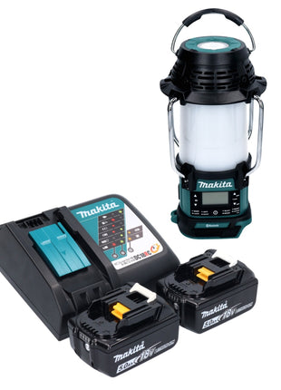 Makita DMR 056 RT Akku Radio 18 V FM DAB+ mit Laterne 360° Taschenlampe IP65 + 2x Akku 5,0 Ah + Ladegerät - Toolbrothers