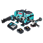 Makita DLX 4157 TX1 Kit combiné batterie 18 V DDF 486 + DGA 504 + DJR 187 + DTD 153 + 2x batterie 5,0 Ah + chargeur + sacoche