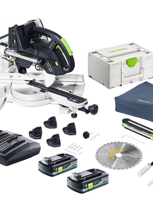 Festool KSC 60 EB-Basic KAPEX Akku Kapp Zugsäge 18 V / 36 V 216 mm Brushless + 2x Akku 4,0 Ah + Ladegerät + Systainer - Toolbrothers