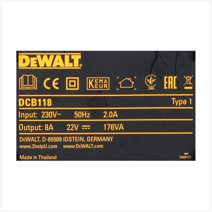 DeWalt DCB118 Chargeur pour batterie 54V / 18V XR FlexVolt