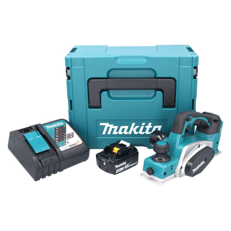 Makita DKP 180 RM1J rabot sans fil 18 V 82 mm + 1x batterie rechargeable 4,0 Ah + chargeur + Makpac