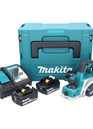 Makita DKP 180 RTJ Akku Hobel 18 V 82 mm + 2x Akku 5,0 Ah + Ladegerät + Makpac