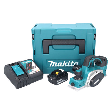 Makita DKP 180 RG1J Rabot sans fil 18 V 82 mm + 1x batterie 6,0 Ah + chargeur + Makpac