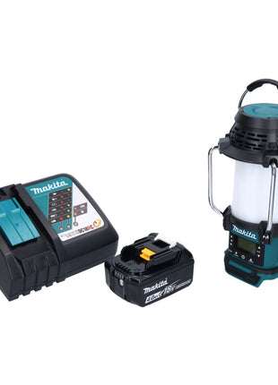 Makita DMR 055 RM1 Radio sans fil 18 V FM avec lanterne 360 Lampe de poche + 1x batterie 4,0 Ah + chargeur