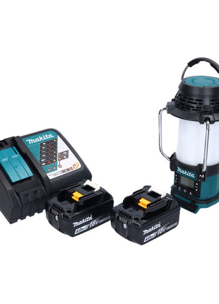 Makita DMR 055 RM Radio sans fil 18 V FM avec lanterne 360 Lampe de poche + 2x batterie 4,0 Ah + chargeur