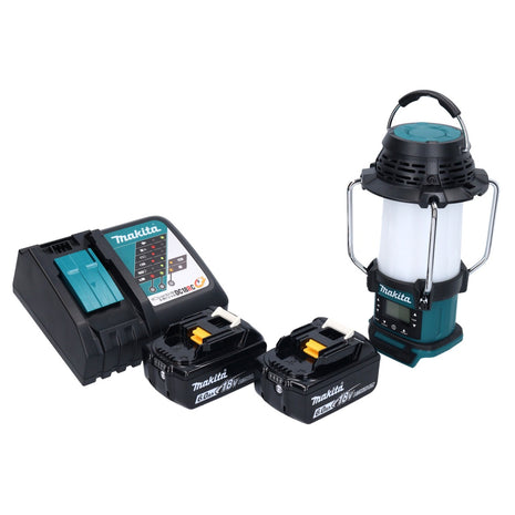 Makita DMR 055 RG Radio sans fil FM 360° 18 V + 2x Batteries 6,0Ah + Chargeur