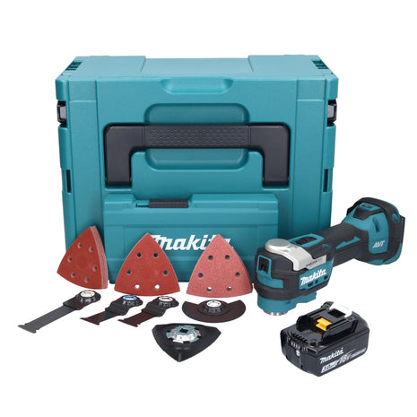 Makita DTM 52 F1JX4 Outil multifonctions sans fil 18 V Starlock Max Brushless + 1x batterie 3,0 Ah + kit d'accessoires + Makpac - sans chargeur