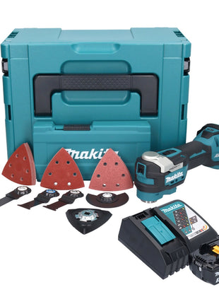 Makita DTM 52 RF1JX4 Outil multifonctions sans fil 18 V Starlock Max Brushless + 1x batterie 3,0 Ah + chargeur + kit d'accessoires + Makpac