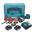 Makita DTM 52 RMJX4 Outil multifonctions sans fil 18 V Starlock Max Brushless + 2x batterie 4,0 Ah + chargeur + kit accessoires + Makpac