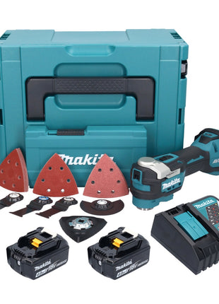 Makita DTM 52 RMJX4 Outil multifonctions sans fil 18 V Starlock Max Brushless + 2x batterie 4,0 Ah + chargeur + kit d'accessoires + Makpac