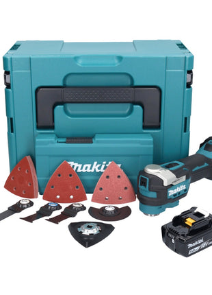 Makita DTM 52 T1JX4 Outil multifonctions sans fil 18 V Starlock Max Brushless + 1x batterie 5,0 Ah + kit d'accessoires + Makpac - sans chargeur