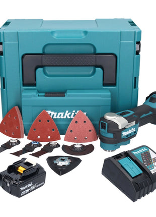 Makita DTM 52 RG1JX4 Akku Multifunktionswerkzeug 18 V Starlock Max Brushless + 1x Akku 6,0 Ah + Ladegerät + Zubehör Set + Makpac