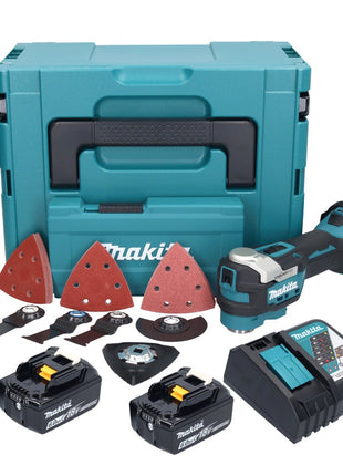 Makita DTM 52 RGJX4 Outil multifonctions sans fil 18 V Starlock Max Brushless + 2x batterie 6,0 Ah + chargeur + kit d'accessoires + Makpac