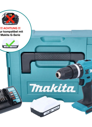 Makita HP 488 DWY1J taladro percutor inalámbrico 18 V 42 Nm Serie G + 1x batería 1,5 Ah + cargador + Makpac