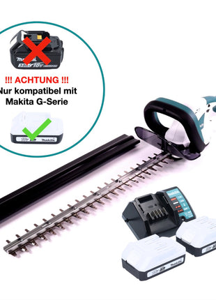 Makita UH 522 DWY Akku Heckenschere 18 V 52 cm G Serie + 2x Akku 1,5 Ah + Ladegerät