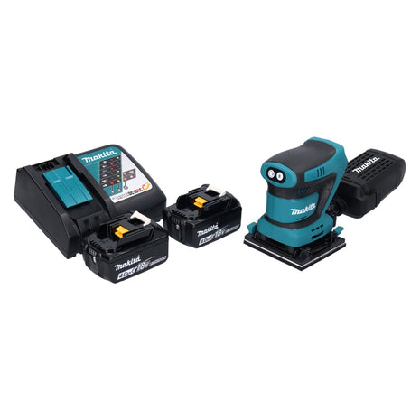 Makita DBO 480 RM Ponceuse vibrante sans fil 18 V 112 x 102 mm + 2x batterie 4,0 Ah + chargeur