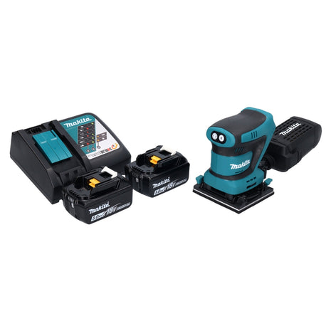 Lijadora orbital a batería Makita DBO 480 RT 18 V 112 x 102 mm + 2x baterías 5,0 Ah + cargador