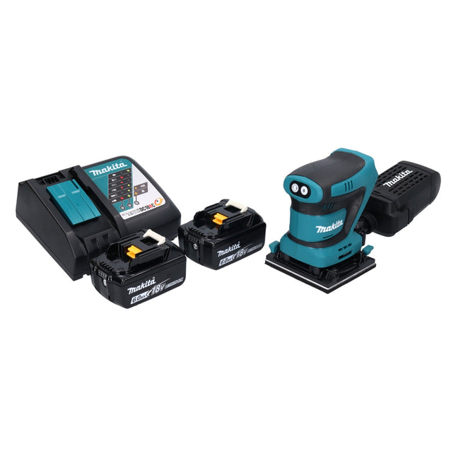 Makita DBO 480 RG Ponceuse vibrante sans fil 18 V 112 x 102mm + 2x Batteries 6,0 Ah + Chargeur