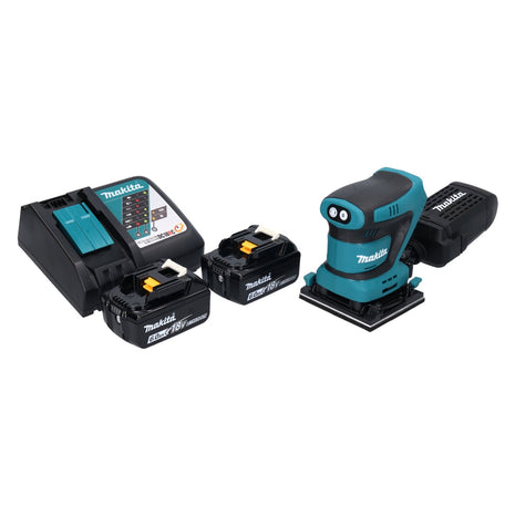 Lijadora orbital a batería Makita DBO 480 RG 18 V 112 x 102 mm + 2x baterías 6,0 Ah + cargador