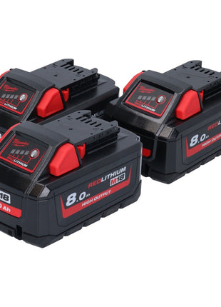 Milwaukee M18 HB8 Akku Set 3x 18 V 8,0 Ah / 8000 mAh Li-Ion High Output ( 3x 4932471070 ) mit Ladestandsanzeige - Toolbrothers